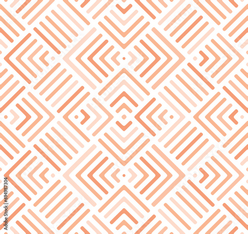 Seamless peach fuzz color geometric vector pattern. art deco textile design. Color of the year 2024