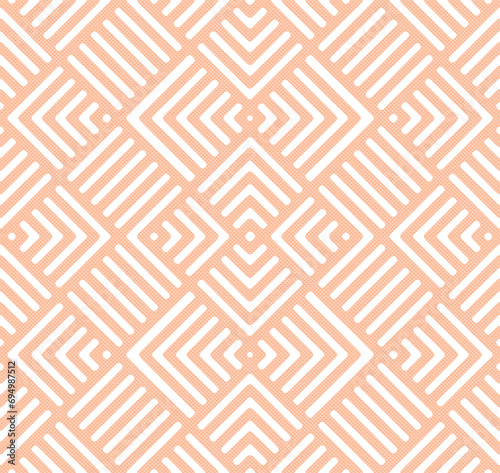 Seamless peach fuzz color geometric vector pattern. art deco textile design. Color of the year 2024