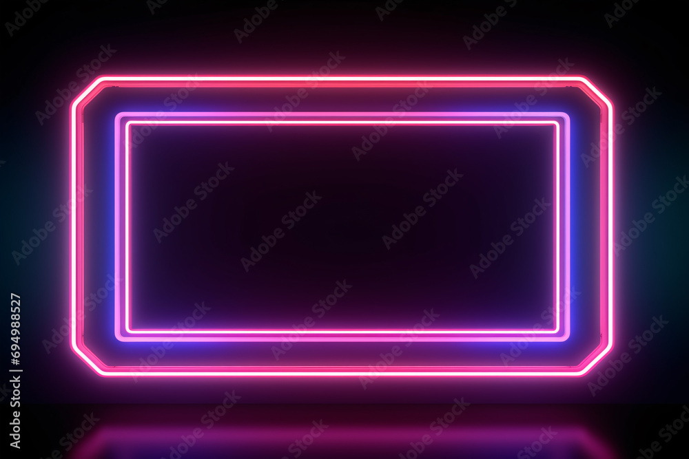 Abstract bright neon frame highlighted in a 3D rendering, featuring a luminous neon line of a rectangular path for a captivating Web Background Laser Show. Abstract bright neon frame highlighted in a 3D rendering, featuring a luminous neon line of a rectangular path for a captivating Web Background Laser Show.