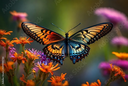 A mesmerizing image of a butterfly in its natural habitat, with intricate details of its wings and vibrant colors  © Wajid