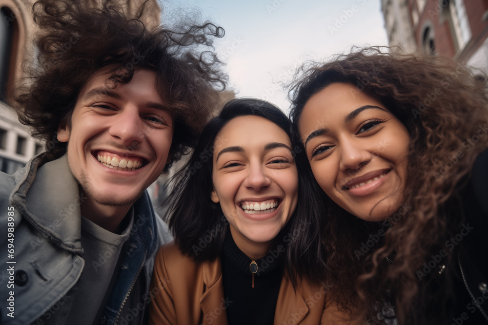 Happy friends having fun on summer vacation and taking selfie outside - Concept of Friendship enjoying day out Happy friends having fun on summer vacation and taking selfie outside - Concept of Friendship enjoying day out