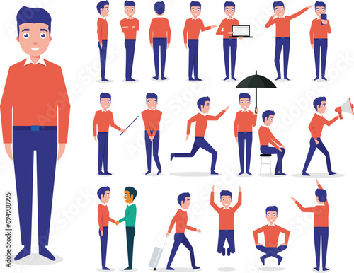 Business adult male with various poses