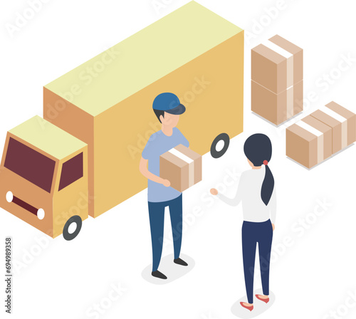 The courier delivers the goods to the customer