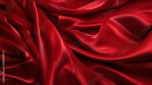 the lush texture of red velvet fabric with elegant folds, highlighting its luxurious and tactile quality. The deep red color and plush material are ideal for designs sophistication and comfort.