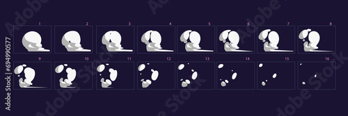 Smoke burst animation sprite sheet. Set of smoke effect animation for games, cartoon or animation – Vector