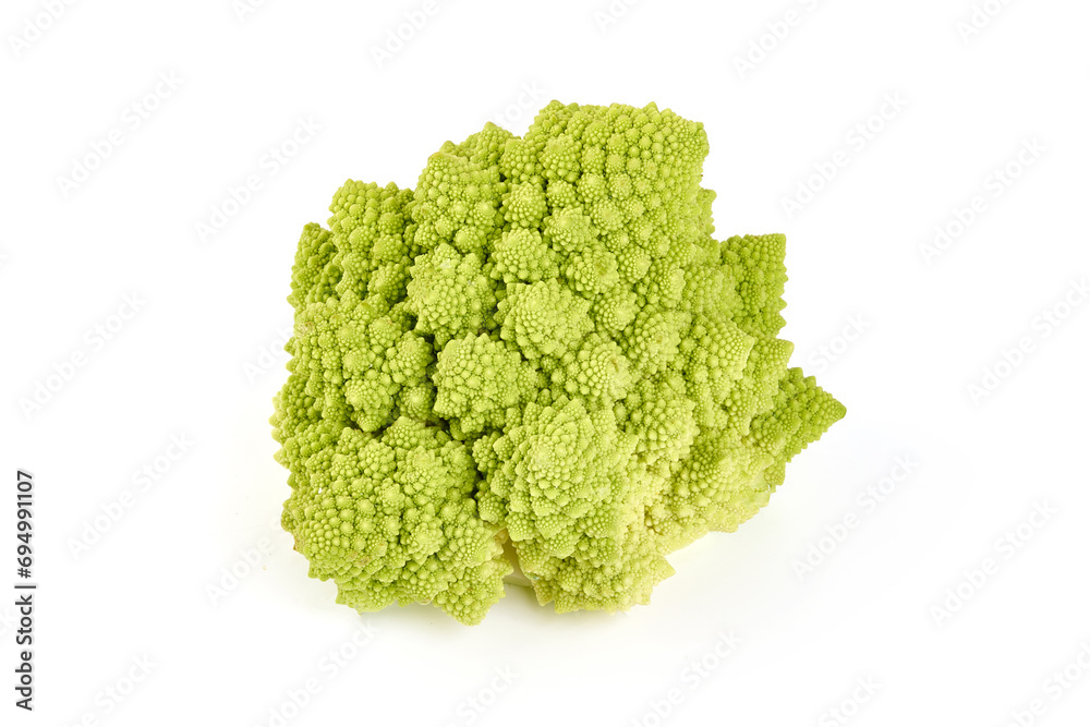 Romanesco broccoli, or Roman cauliflower, isolated on white background. Romanesco broccoli, or Roman cauliflower, isolated on white background.