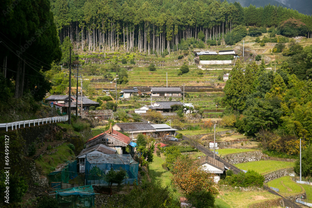 Beautiful mountain village in the Wakayama mountains in Japan.