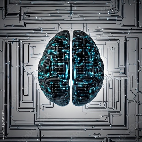 A human brain made of digital circuits and code