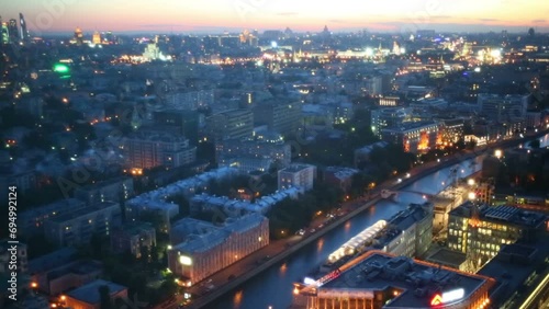 Wallpaper Mural Drainage channel and salute at evening in Moscow, Russia Torontodigital.ca