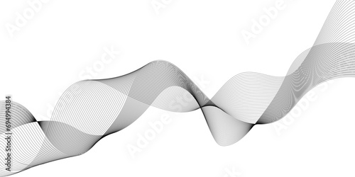 Abstract frequency sound wavy, twisted curve lines with blend effect. Technology abstract wavy curve lines on transparent background. Abstract business wave curve lines background.