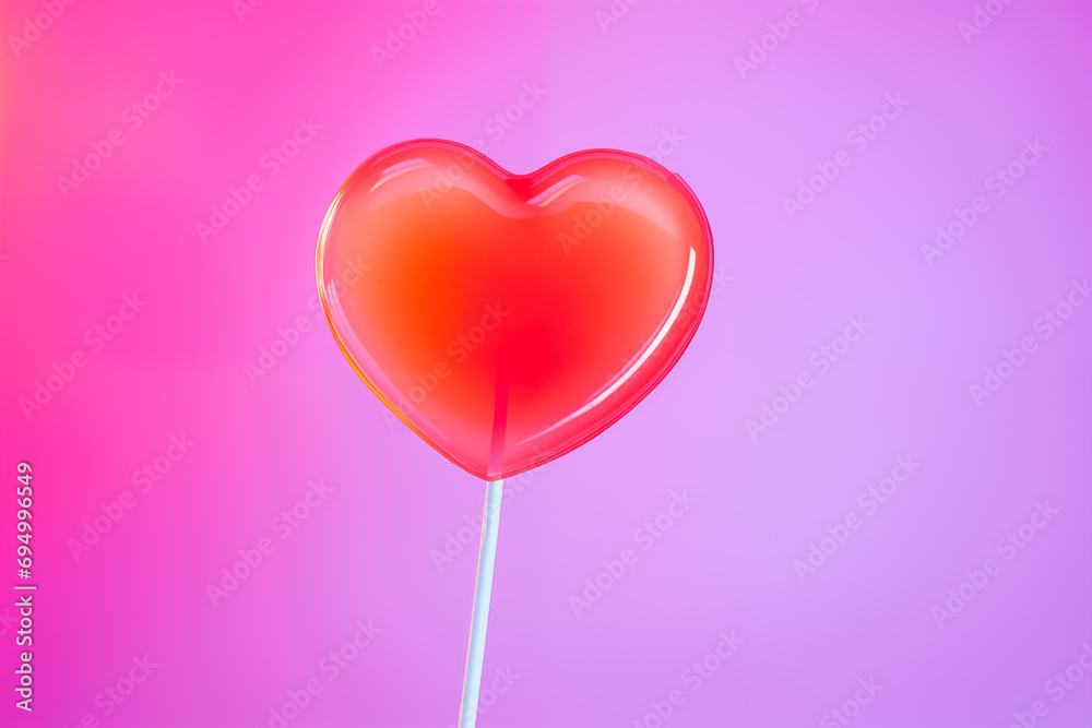Red heart shaped lollipop candy sweet for your Valentine's day love 