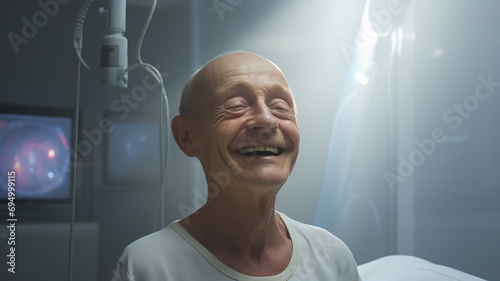 Portrait of a smiling male patient in the operating room at the hospital