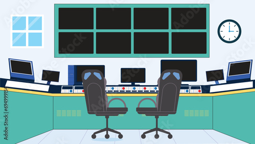 Security guard agency with view of indoor workplace vector Illustration