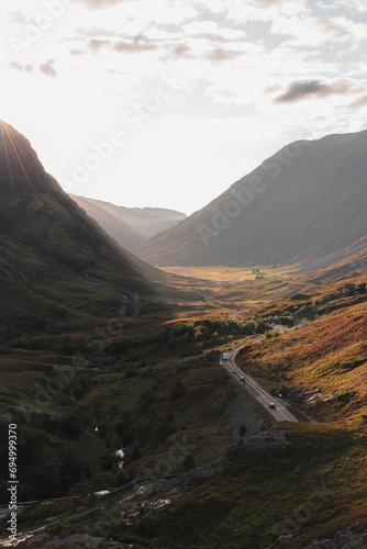 Scenic view of Scottish highlands and surroundings of road A82. One of the best part of GlenCoe in Scotland. 