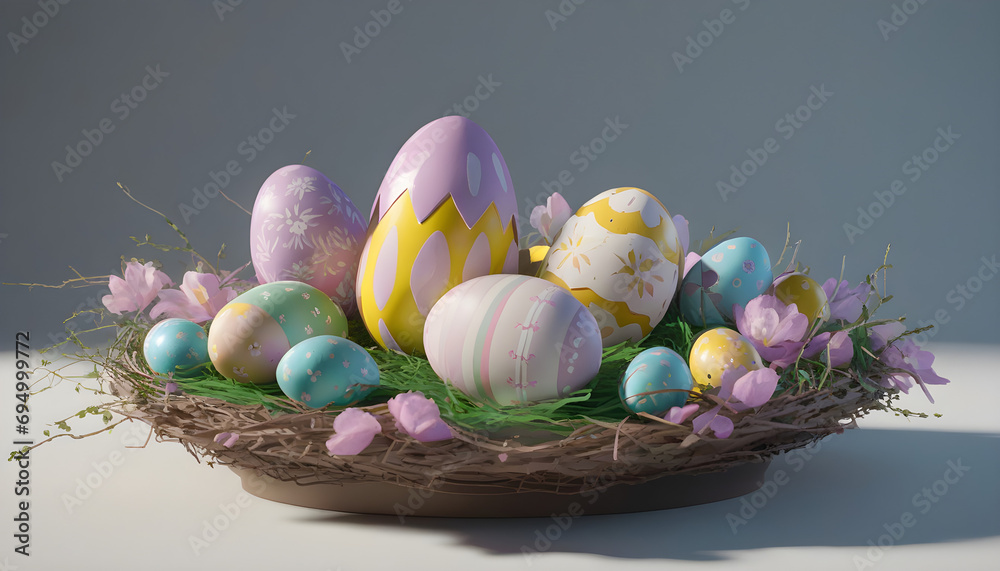 Easter egg 3D render colorful decoration