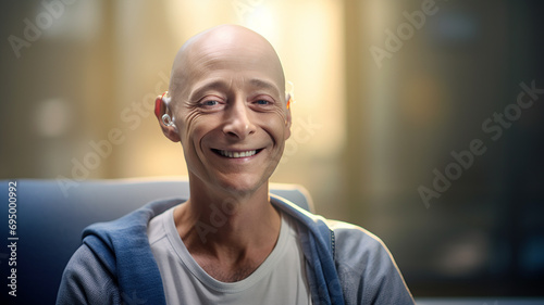 Portrait of a cancer patient with a smile on his face.