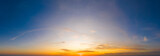Horizon panorama and dramatic twilight sky and cloud sunset background. Natural sky background texture, beautiful color.