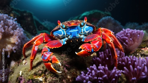harlequin crab on reef underwater photography