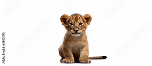 Cute lion cub isolated on white background