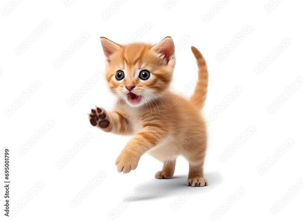 Cute little kitten isolated on white background, Funny red kitten, Generative AI illustrations. Cute little kitten isolated on white background, Funny red kitten, Generative AI illustrations.