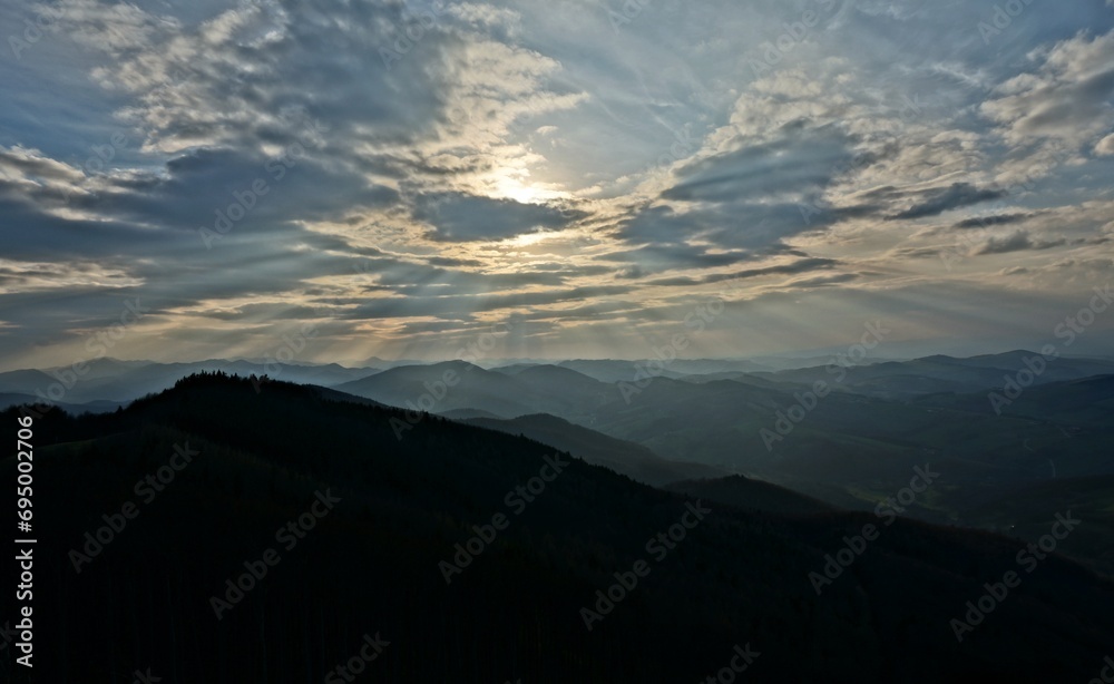 Magical view from Schöpfl peak in Lower Austria in district Baden.