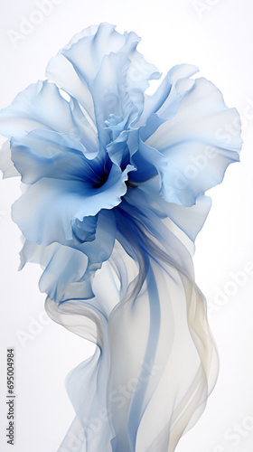 a blue flower  silk texture flower  white background extreme dreaming created with Generative Ai