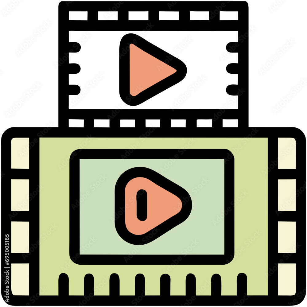 Film tape with play button vektor icon illustation Film tape with play button vektor icon illustation