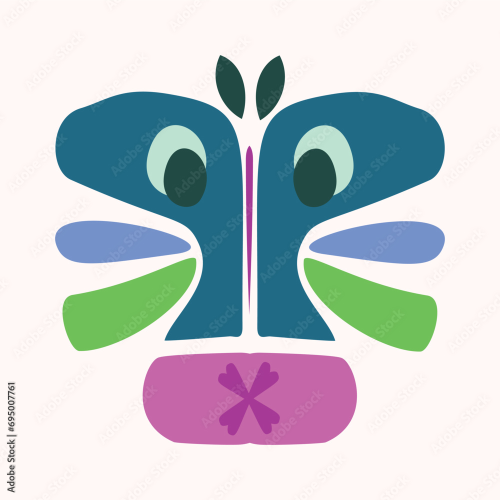 Quirky kids monster in folkart bold style. Vector graphic of funny playful doodle of bright creature for scandi illustration shape. Quirky kids monster in folkart bold style. Vector graphic of funny playful doodle of bright creature for scandi illustration shape.