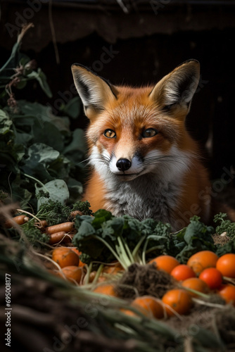fox and many carrots created with Generative Ai