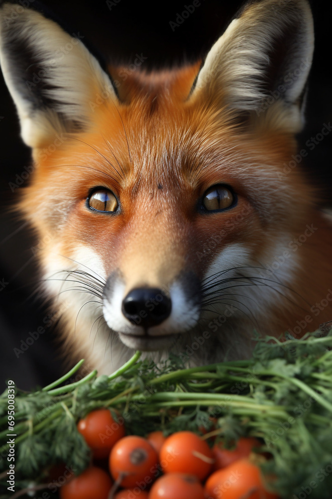 Obraz premium fox and many carrots created with Generative Ai