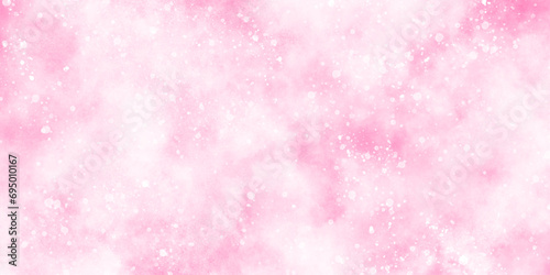abstract pink background with bubbles and shiny light glitters, sparkling glitter bokeh background with blurry particles and clouds, pink Paper textured aquarelle canvas with bokeh.