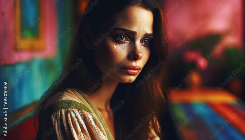 Expression of Sadness: A Portrait of Melancholy and Solitude Expression of Sadness: A Portrait of Melancholy and Solitude