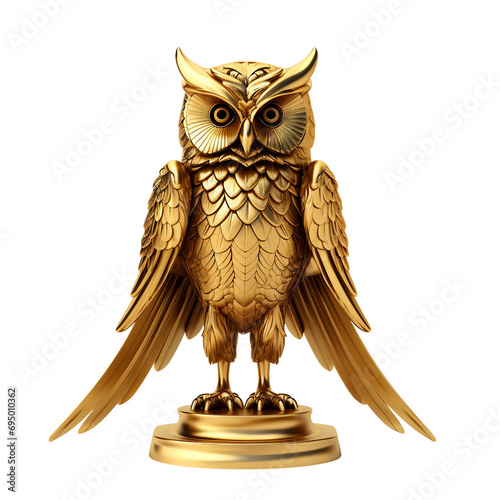 Majestic Gold Owl Statue. Symbol of Wisdom and Elegance