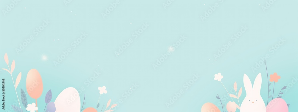 copy space banner for Easter on a peach background with space for text. Easter eggs and spring flowers. concept spring, easter, advertising, purple color, trend poster