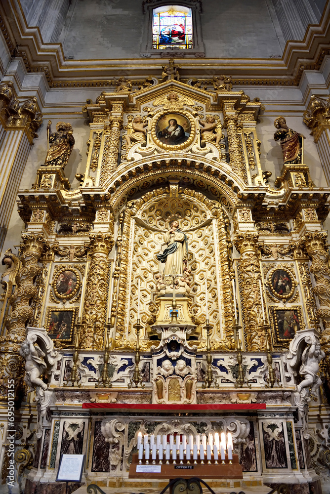Fototapeta premium interior of the cathedral metropolitan cathedral of santa maria assun n began in the 12th century Lecce Italy