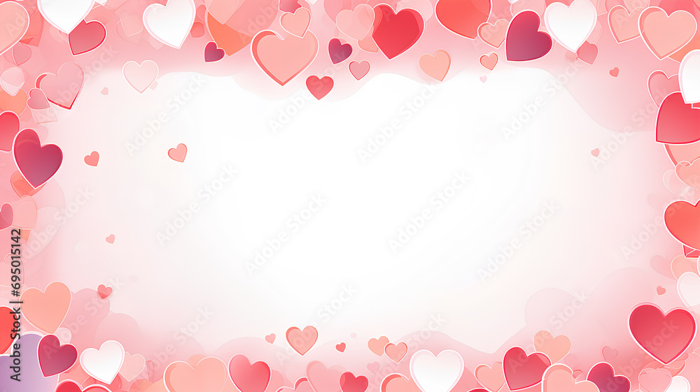 Valentines day background with copy space. Heart confetti falling over background. Concept: love, valentine's day,  wedding.