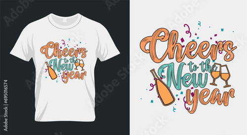 Cheers to the new year Retro New Year 2024 Sublimation Design