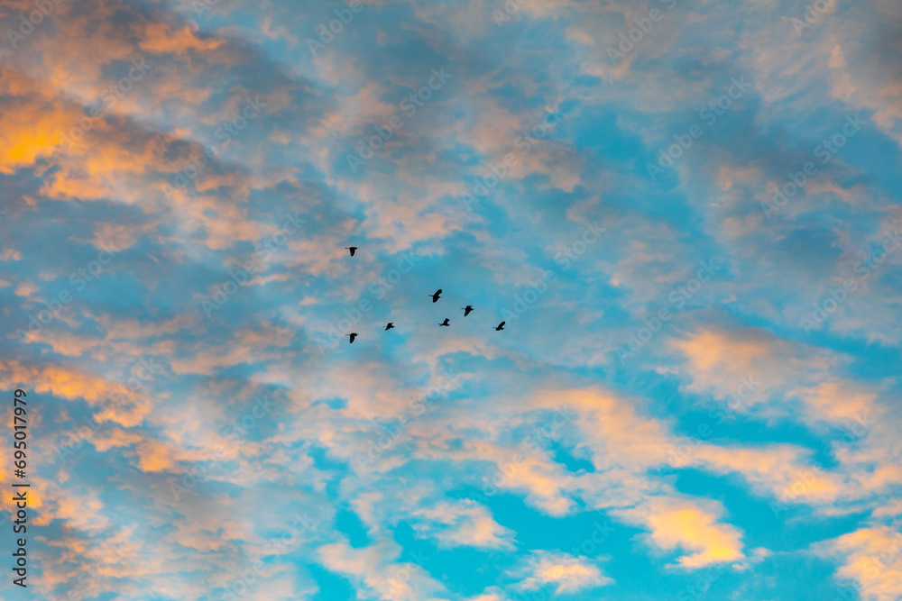 Fototapeta premium Wonderful colorful idyllic surreal sky at dawn