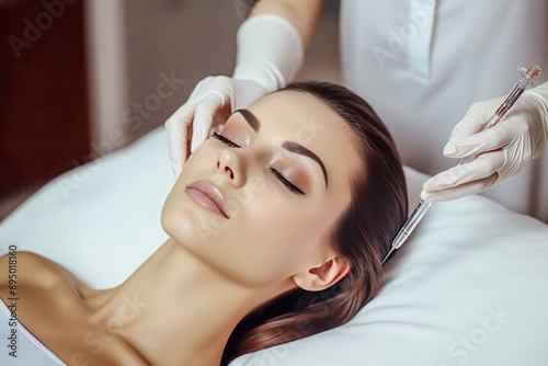 Symbolic Image of a Botox Treatment on a Woman's Face Wallpaper Background Backdrop Digital Art Cover Magazine 