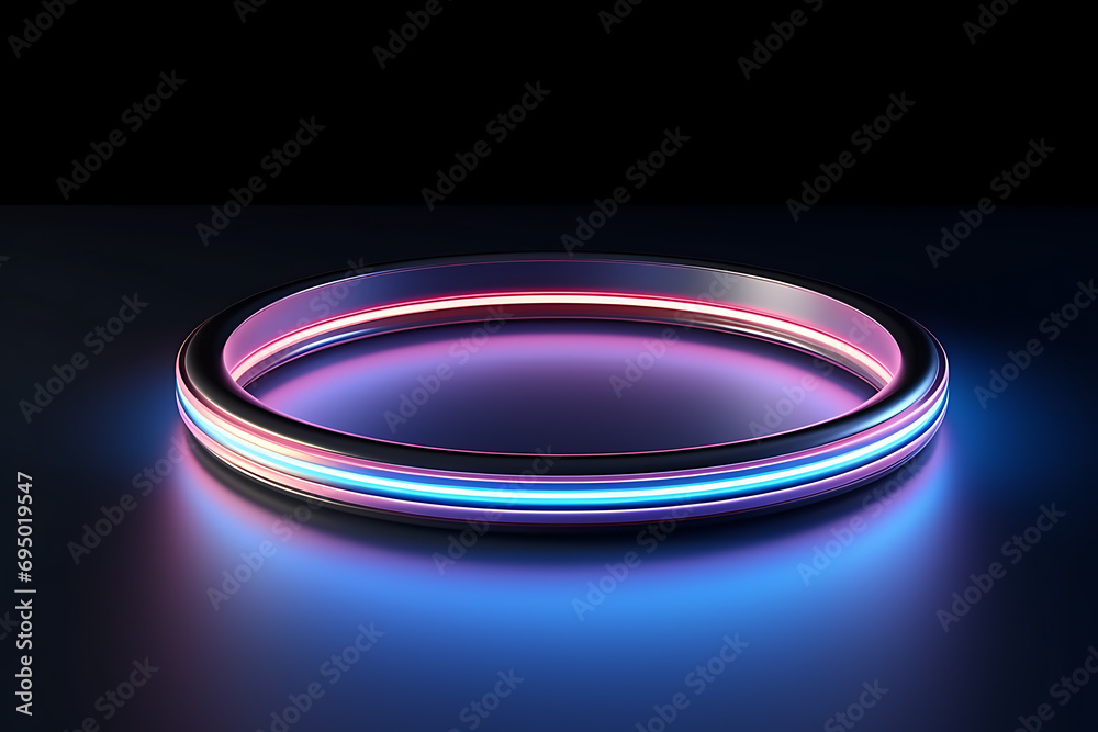 3D Render of an Abstract Geometric Background Featuring a Linear Ring Illuminated with Neon Light in the Dark – A Minimalist and Futuristic Wallpaper for Modern Aesthetics Neon Glow Symphony 3D Render of an Abstract Geometric Background Featuring a Linear Ring Illuminated with Neon Light in the Dark – A Minimalist and Futuristic Wallpaper for Modern Aesthetics Neon Glow Symphony