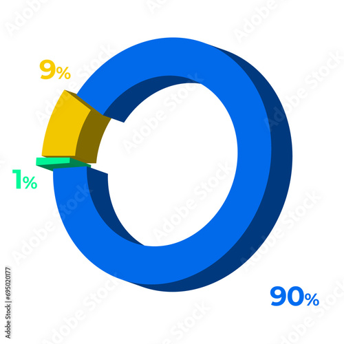 1 9 90 3d donut pie chart illustration eps vector 