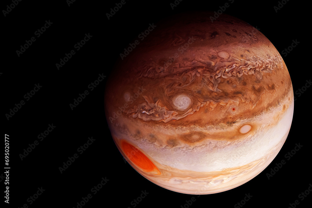 Planet Jupiter on a dark background. Elements of this image furnished by NASA Planet Jupiter on a dark background. Elements of this image furnished by NASA