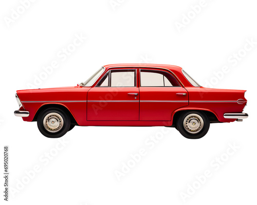Red retro vintage car  isolated on transparent background  cut out  png