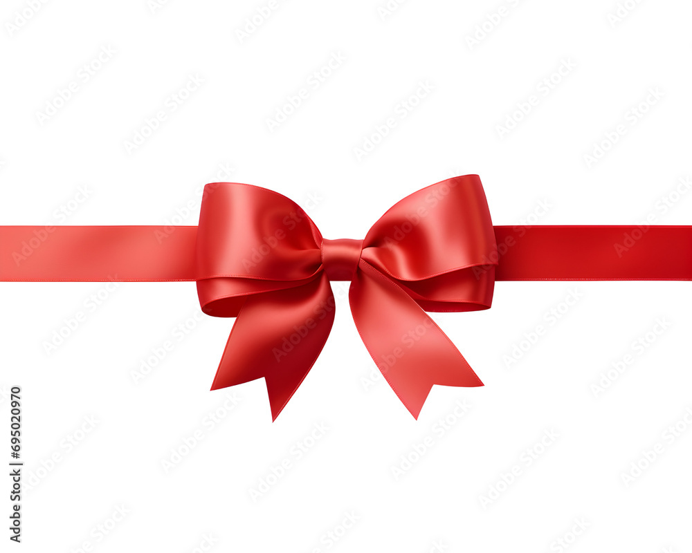 Red ribbon with bow isolated on transparent background, cut out, png Red ribbon with bow isolated on transparent background, cut out, png