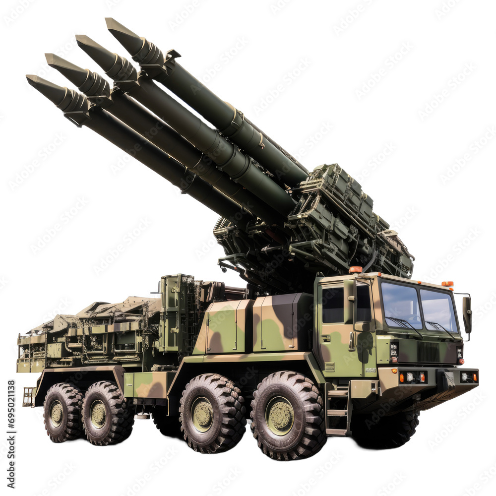 Rocket launcher, Missile Launcher isolated on white or transparent background Rocket launcher, Missile Launcher isolated on white or transparent background