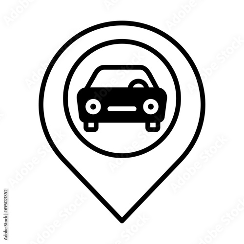 Car Service Map solid glyph icon illustration