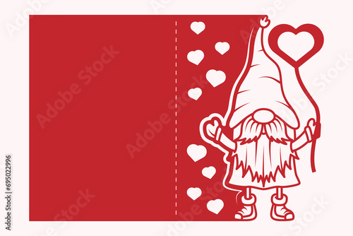 Gnome Valentine Greeting Card Papercut