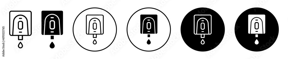 Electrical soap box icon. bathroom or washroom hand sanitizer or disinfectant liquid soap form gel bottle dispenser logo mark set. toilet lavatory mounted button press electrical soap cleaner box Electrical soap box icon. bathroom or washroom hand sanitizer or disinfectant liquid soap form gel bottle dispenser logo mark set. toilet lavatory mounted button press electrical soap cleaner box