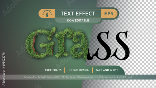 Realistic Grass - Editable Text Effect, Font Style