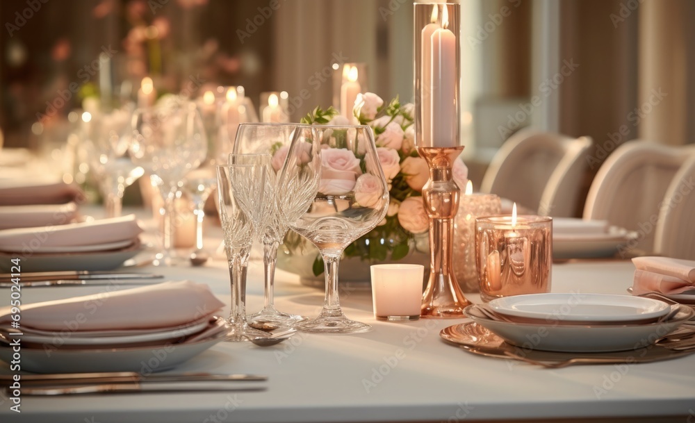 table set for a wedding reception table set for a wedding reception